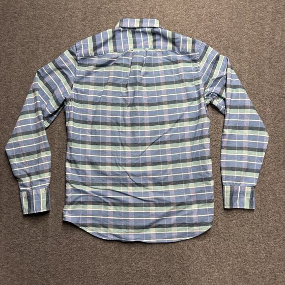 J. CREW Flex Oxford Button Up Long Sleeve Shirt Men's Medium Blue Green Plaid - Picture 4 of 6